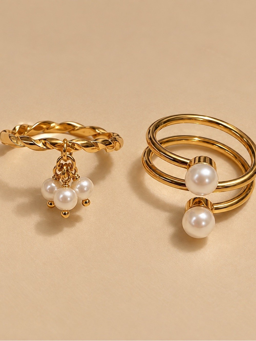 Purelei 14K Gold-Plated Pearl Ring Set